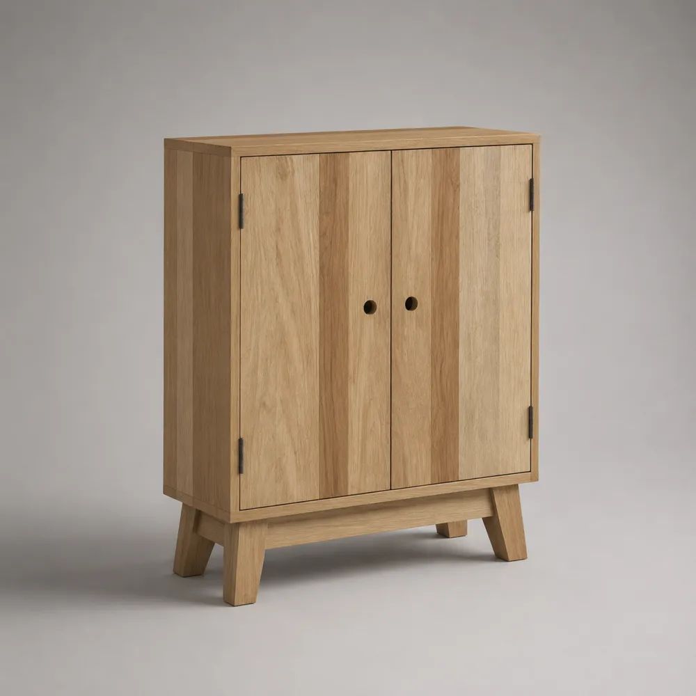 Credenza alta rettangolare a 2 ante in legno, rovere naturale, 90 ¡Á 40 ¡Á 115 cm