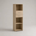 Mobile colonna contenitore con 2 cassetti e 3 vani aperti in pannello truciolare melaminico effetto rovere chiaro, 40 x 35 x 150 cm