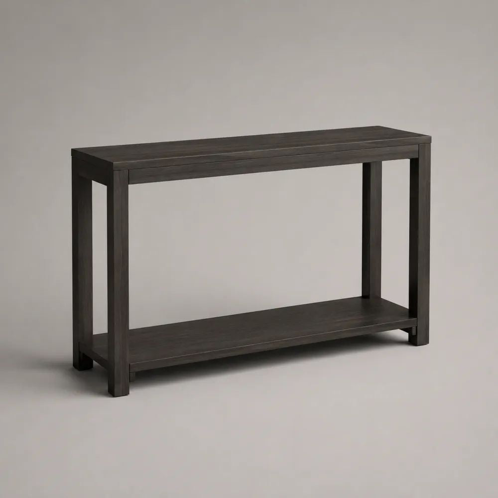 Consolle rettangolare in legno marrone scuro con ripiano inferiore, 120 ¡Á 35 ¡Á 80 cm