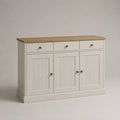 Credenza rettangolare avorio e rovere in MDF e pannello truciolare con 3 ante e 3 cassetti, 120 ¡Á 40 ¡Á 90 cm