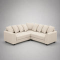 Divano angolare a L a 5 posti in velluto a coste crema, 250 x 250 x 85 cm