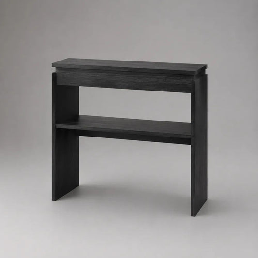 Consolle da ingresso rettangolare in legno nero con ripiano aperto, 100 x 35 x 80 cm